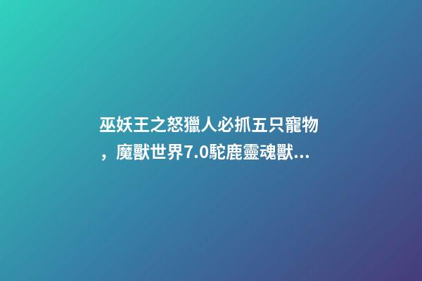 巫妖王之怒獵人必抓五只寵物，魔獸世界7.0駝鹿靈魂獸在哪刷新